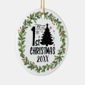 Mijn eerste kerstfeest Waterverf Wreate Keramisch Ornament (Rechts)