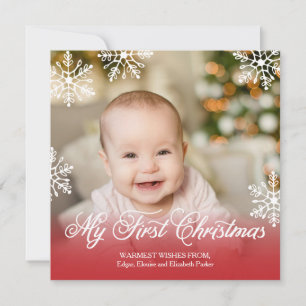 Mijn eerste kerstfeestdag met rode gradiënt feestdagenkaart