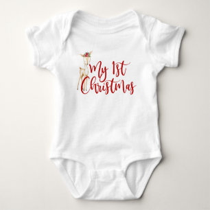 Mijn eerste kerstFloral Deer Girl Romper