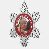 Mijn eerste kerstfoto Aangepast voor Kerstmis 2018 Tin Sneeuwvlok Ornament (Rechts)