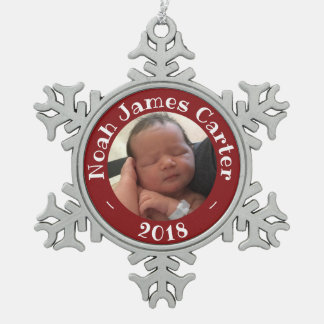 Mijn eerste kerstfoto Aangepast voor Kerstmis 2018 Tin Sneeuwvlok Ornament