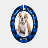 Mijn eerste kerstfoto Aangepaste foto van Dog Pupp Metalen Ornament (Voorkant links)