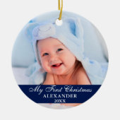 Mijn eerste kerstfoto Baby Blue Keramisch Ornament (Voorkant)