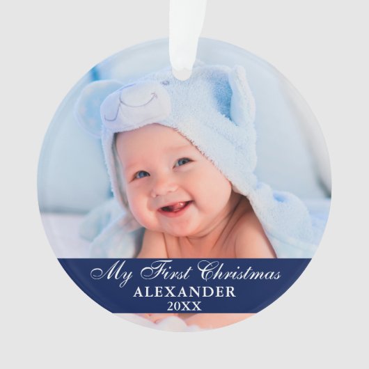 Mijn eerste kerstfoto Baby Blue Ornament (voorkant)