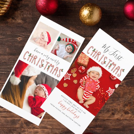 Mijn eerste kerstfoto-Baby Collage Feestdagenkaart