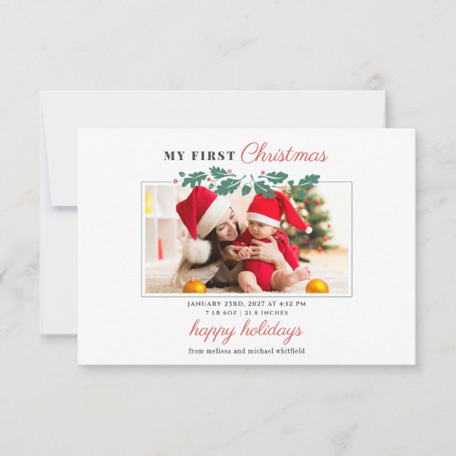 Mijn eerste kerstfoto Baby, geboorteaankondiging (Voorkant)