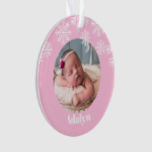 Mijn eerste kerstfoto Baby Girl Pink Ornament (voorkant)