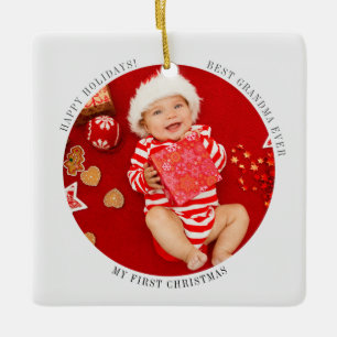 Mijn eerste kerstfoto Baby Grandma Holiday Keramisch Ornament