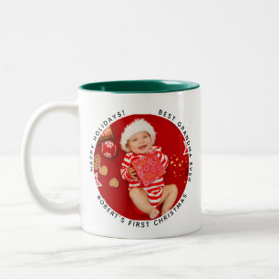 Mijn eerste kerstfoto Baby Grandma Holiday Tweekleurige Koffiemok
