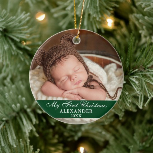 Mijn eerste kerstfoto Baby Green Keramisch Ornament (Boom)