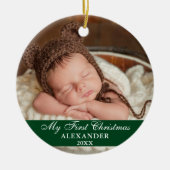 Mijn eerste kerstfoto Baby Green Keramisch Ornament (Voorkant)