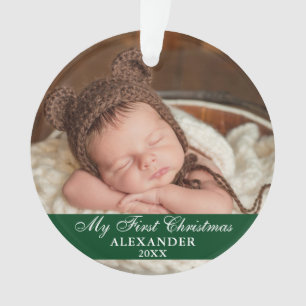 Mijn eerste kerstfoto Baby Green Ornament