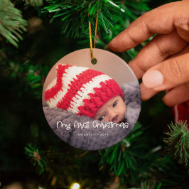 Mijn eerste kerstfoto baby keramisch ornament