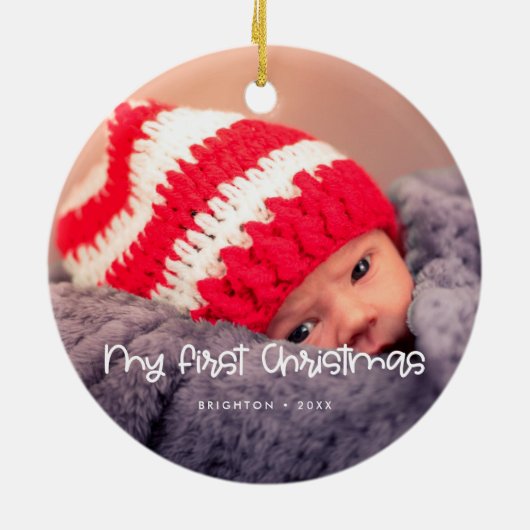 Mijn eerste kerstfoto baby keramisch ornament (Achterkant)