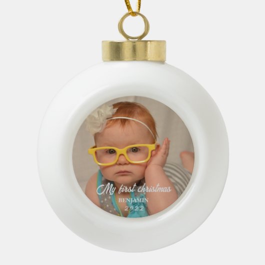 Mijn eerste kerstfoto baby keramische bal ornament (Voorkant)