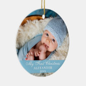 Mijn eerste kerstfoto Baby Light Blue Keramisch Ornament (Rechts)
