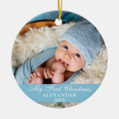 Mijn eerste kerstfoto Baby Light Blue Keramisch Ornament (Voorkant)