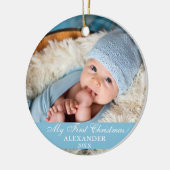 Mijn eerste kerstfoto Baby Light Blue Keramisch Ornament (Links)