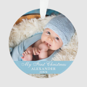 Mijn eerste kerstfoto Baby Light Blue Ornament