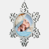 Mijn eerste kerstfoto Baby Light Blue Tin Sneeuwvlok Ornament (Rechts)