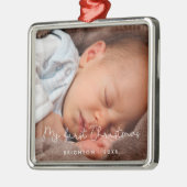 Mijn eerste kerstfoto baby metalen ornament (Links)