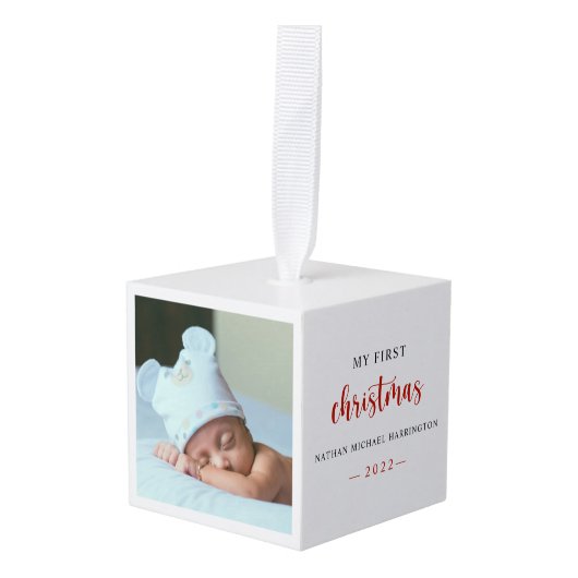 Mijn eerste kerstfoto-Baby Ornament met foto's (Voorkant hoekig)