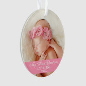 Mijn eerste kerstfoto-Baby roze Ornament (voorkant)
