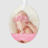 Mijn eerste kerstfoto-Baby roze Ornament (voorkant)