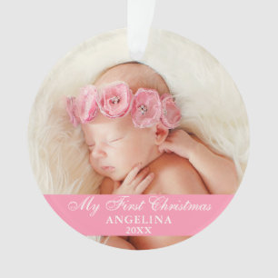 Mijn eerste kerstfoto-Baby roze Ornament