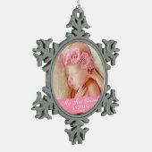 Mijn eerste kerstfoto-Baby roze Tin Sneeuwvlok Ornament (Links)