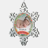Mijn eerste kerstfoto Baby Tin Sneeuwvlok Ornament (Rechts)