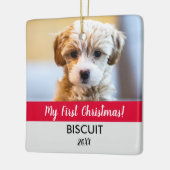 Mijn eerste kerstfoto en jaarlijkse feestdag keramisch ornament (Links)