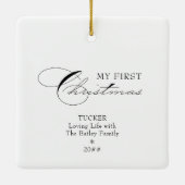 Mijn eerste kerstfoto Foto Elegant Calligrafie Keramisch Ornament (Achterkant)