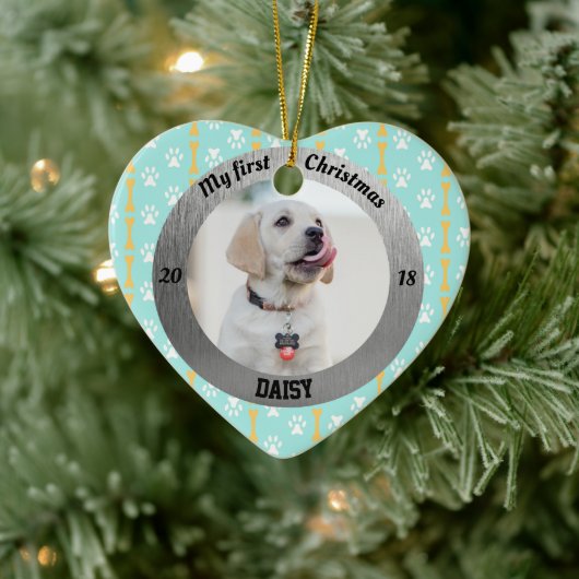 Mijn eerste kerstfoto, foto, hart keramisch ornament (Boom)