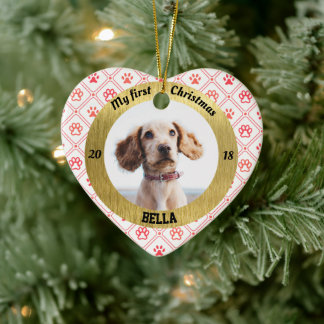Mijn eerste kerstfoto, foto, hart keramisch ornament