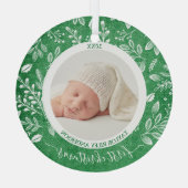 Mijn eerste kerstfoto Green Glas Ornament (Achterkant)