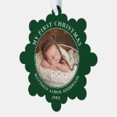 Mijn eerste kerstfoto Groene Ornament Kaart (Links)