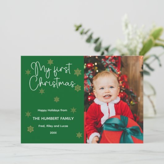 Mijn eerste kerstfoto Holiday Kaart (Staand voorkant)