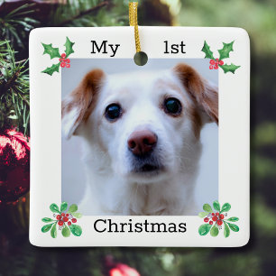 Mijn eerste kerstfoto Holly Keramisch Ornament