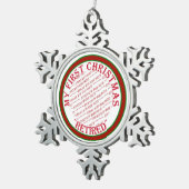 Mijn eerste kerstfoto in ruste Lijst Tin Sneeuwvlok Ornament (Rechts)