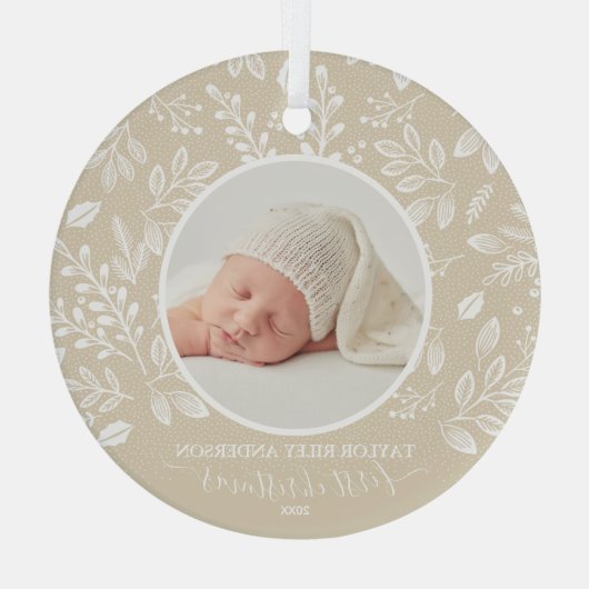 Mijn eerste kerstfoto ivory glas ornament (Achterkant)