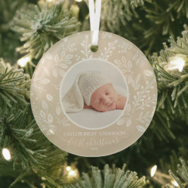 Mijn eerste kerstfoto ivory glas ornament