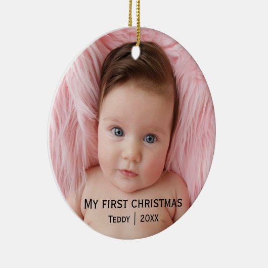 Mijn eerste kerstfoto keramisch ornament (Rechts)