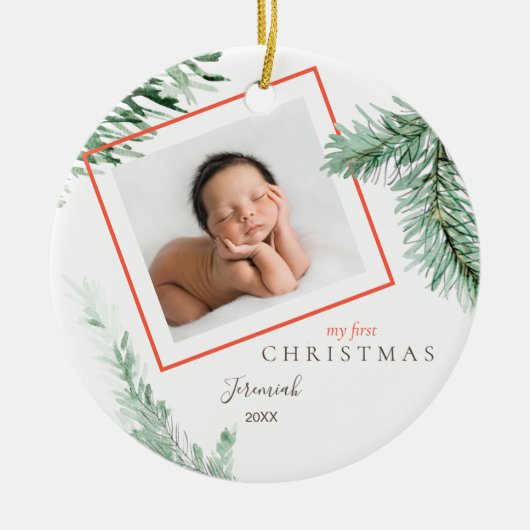 Mijn eerste kerstfoto keramisch ornament (Voorkant)