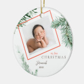 Mijn eerste kerstfoto keramisch ornament (Links)