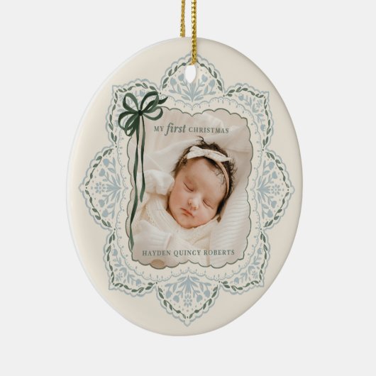 Mijn eerste kerstfoto keramisch ornament (Rechts)