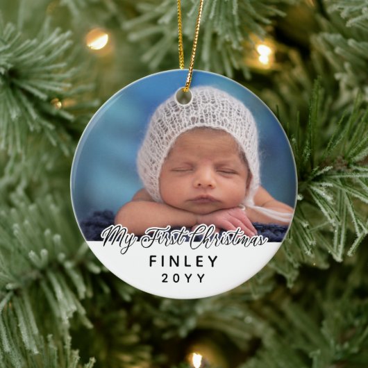 Mijn eerste kerstfoto met dubbelzijdige Baby Keramisch Ornament (Boom)