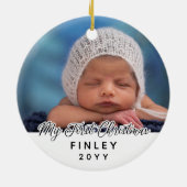 Mijn eerste kerstfoto met dubbelzijdige Baby Keramisch Ornament (Achterkant)