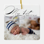 Mijn eerste kerstfoto met legant Calligrafie-ceram Keramisch Ornament (Voorkant)