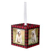 Mijn eerste kerstfoto met rode stipte hond foto va decoratie (Achter hoekig)